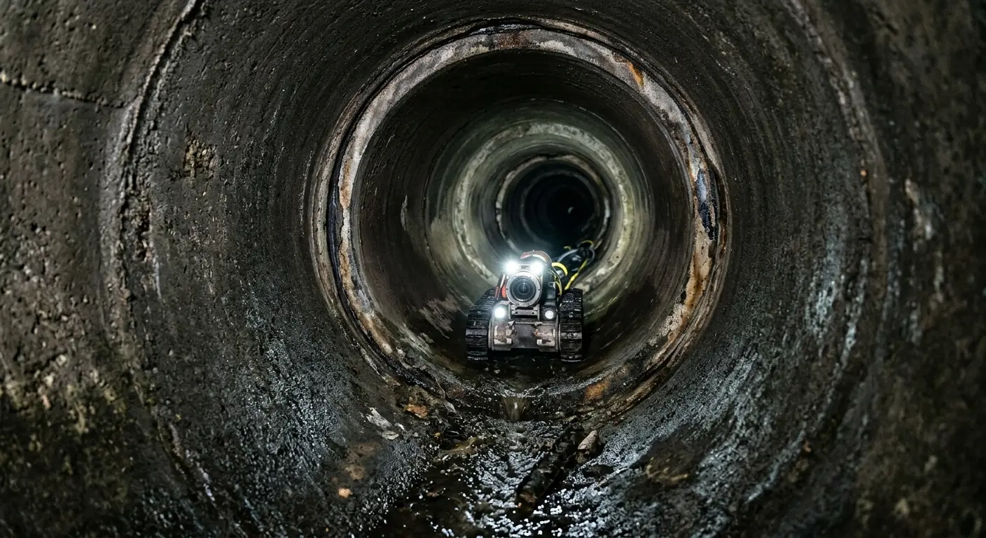 Robotic sewer camera inspecting pipe interior for Sewer Line Cleaning in Los Lunas